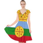 Flag Of The Mapuches Cap Sleeve Front Wrap Midi Dress