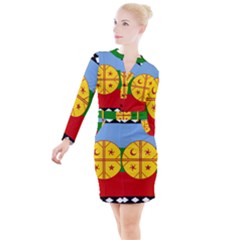 Button Long Sleeve Dress 