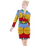 Flag Of The Mapuches Button Long Sleeve Dress