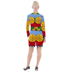 Button Long Sleeve Dress 