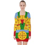 Flag Of The Mapuches V-neck Bodycon Long Sleeve Dress