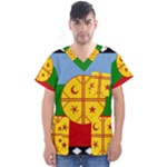 Flag Of The Mapuches Men s V-Neck Scrub Top