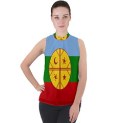 Mock Neck Chiffon Sleeveless Top 