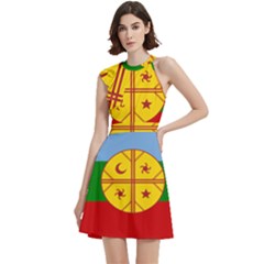 Cocktail Party Halter Sleeveless Dress With Pockets 