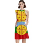 Flag Of The Mapuches Cocktail Party Halter Sleeveless Dress With Pockets