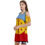 Flag Of The Mapuches Women s Cold Shoulder Round Neck Mini Dress