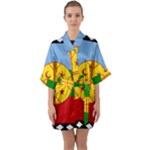 Flag Of The Mapuches Half Sleeve Satin Kimono 