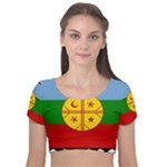 Flag Of The Mapuches Velvet Short Sleeve Crop Top 