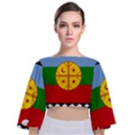 Flag Of The Mapuches Tie Back Butterfly Sleeve Chiffon Top