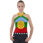 Flag Of The Mapuches Cross Neck Velour Top