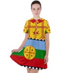 Flag Of The Mapuches Short Sleeve Shoulder Cut Out Dress 