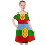 Flag Of The Mapuches Kids  Cut Out Shoulders Chiffon Dress