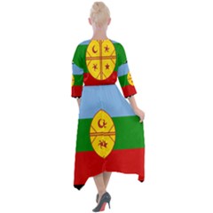 Quarter Sleeve Wrap Front Maxi Dress 