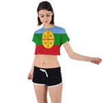 Flag Of The Mapuches Tie Back Short Sleeve Crop T-Shirt