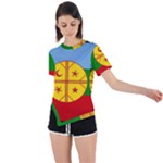 Flag Of The Mapuches Asymmetrical Short Sleeve Sports T-Shirt