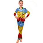 Flag Of The Mapuches Kids  Satin Long Sleeve Pajamas Set