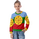 Flag Of The Mapuches Kids  Long Sleeve T-Shirt with Frill 