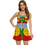 Flag Of The Mapuches Ruffle Edge Bra Cup Chiffon Mini Dress