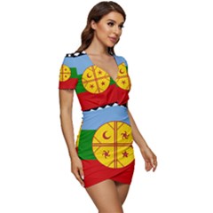 Low Cut Cap Sleeve Mini Dress 