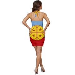 Sleeveless Wide Square Neckline Ruched Bodycon Dress 
