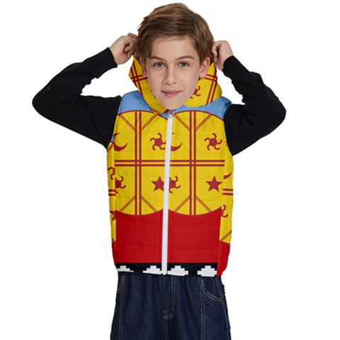 Flag Of The Mapuches Kids  Stylish Hooded Puffer Vest from ArtsNow.com