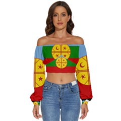 Long Sleeve Crinkled Weave Crop Top 