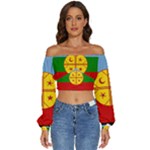 Flag Of The Mapuches Long Sleeve Crinkled Weave Crop Top