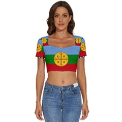 Short Sleeve Square Neckline Crop Top  
