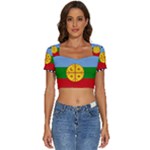 Flag Of The Mapuches Short Sleeve Square Neckline Crop Top 