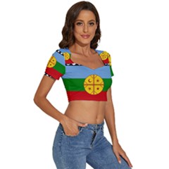 Short Sleeve Square Neckline Crop Top  