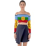 Flag Of The Mapuches Long Sleeve Off Shoulder Crop Top