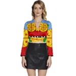 Flag Of The Mapuches Long Sleeve Tie Back Satin Wrap Top