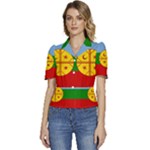 Flag Of The Mapuches Puffed Short Sleeve Button Up Jacket