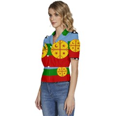 Puffed Short Sleeve Button Up Jacket 
