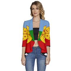 Women s 3/4 Sleeve Ruffle Edge Open Front Jacket 