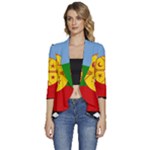 Flag Of The Mapuches Women s 3/4 Sleeve Ruffle Edge Open Front Jacket
