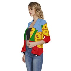 Women s 3/4 Sleeve Ruffle Edge Open Front Jacket 