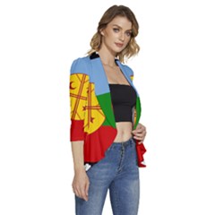 Women s 3/4 Sleeve Ruffle Edge Open Front Jacket 