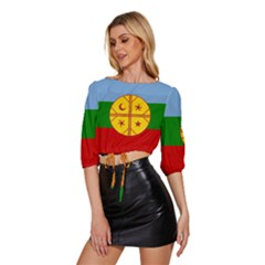 Mid Sleeve Drawstring Hem Top 