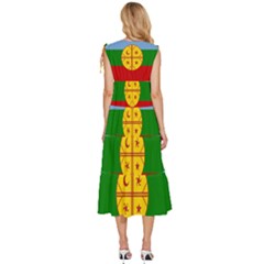 V-Neck Drawstring Shoulder Sleeveless Maxi Dress 