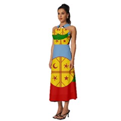 Sleeveless Cross Front Cocktail Midi Chiffon Dress 