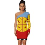 Flag Of The Mapuches Long Sleeve One Shoulder Mini Dress