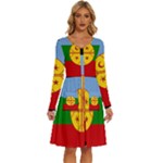 Flag Of The Mapuches Long Sleeve Dress With Pocket