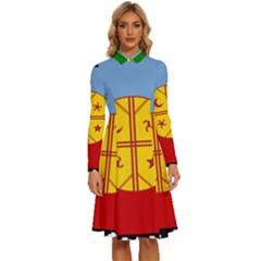 Long Sleeve Shirt Collar A-Line Dress 