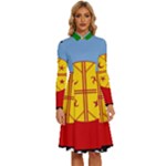 Flag Of The Mapuches Long Sleeve Shirt Collar A-Line Dress