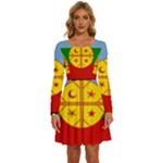 Flag Of The Mapuches Long Sleeve Wide Neck Velvet Dress