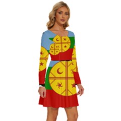 Long Sleeve Wide Neck Velvet Dress 