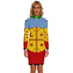 Flag Of The Mapuches Long Sleeve Shirt Collar Bodycon Dress