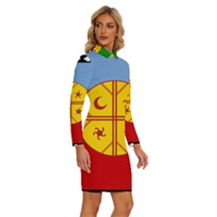 Long Sleeve Shirt Collar Bodycon Dress 