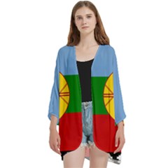 Open Front 3/4 Sleeve Batwing Chiffon Cardigan Kimono 